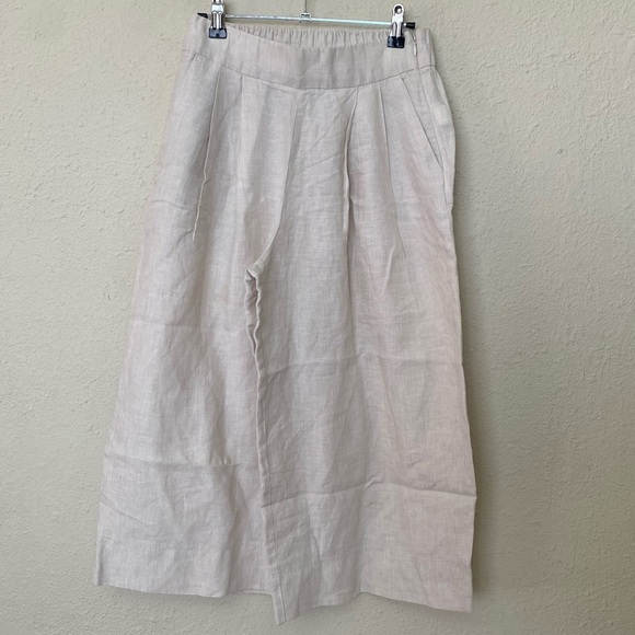 GAP 100% Linen Culottes High Waist Pleated‎ Wide Leg Cropped Pant Size 2 - Picture 1 of 12